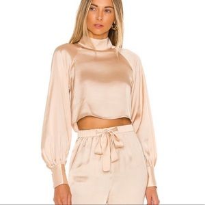 L’ACADEMIE Joli crop Top blouse in Champagne XS